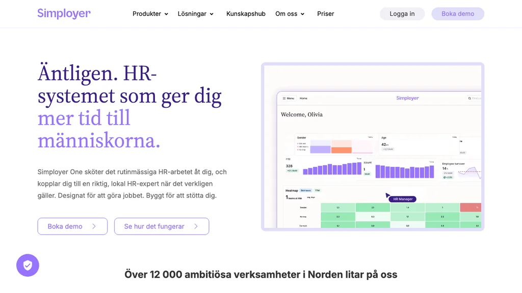 Simployer startsida (skärmdump juli 2026)