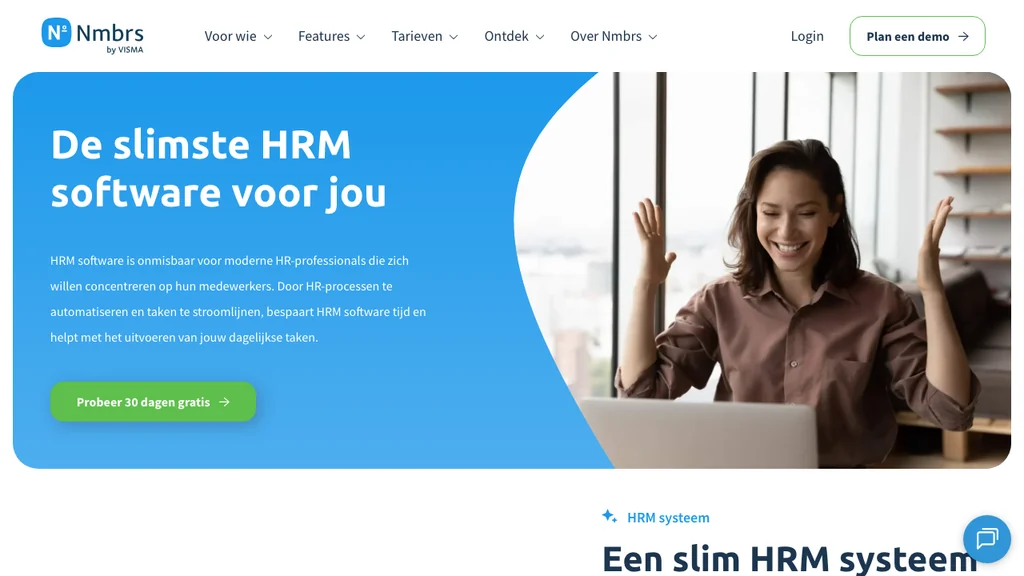 Nmbrs HRM software homepage (screenshot juli 2026)