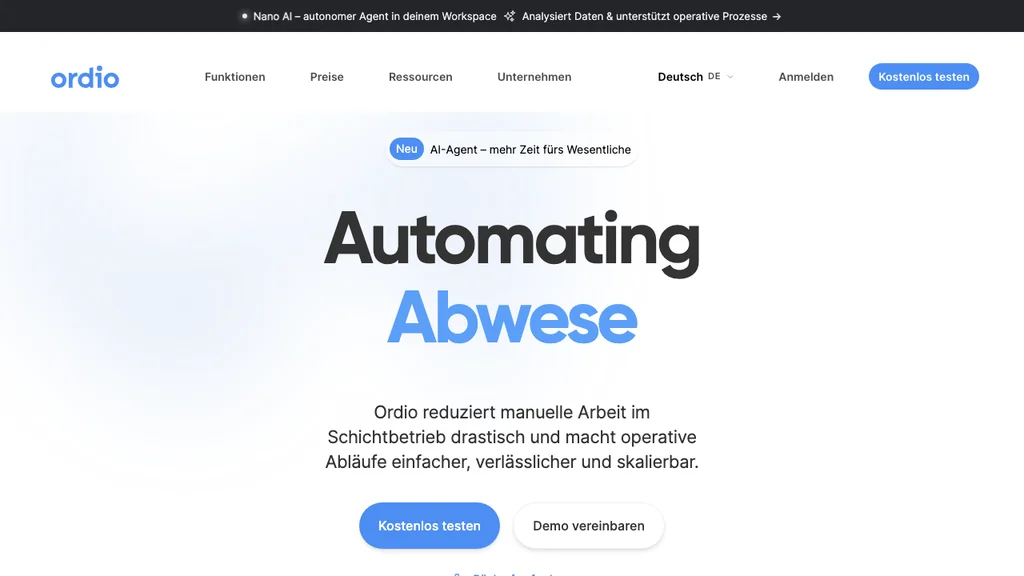 Ordio Lohnvorbereitung: Startseite mit Zeiterfassung und Schichtplan (Screenshot Juni 2026)