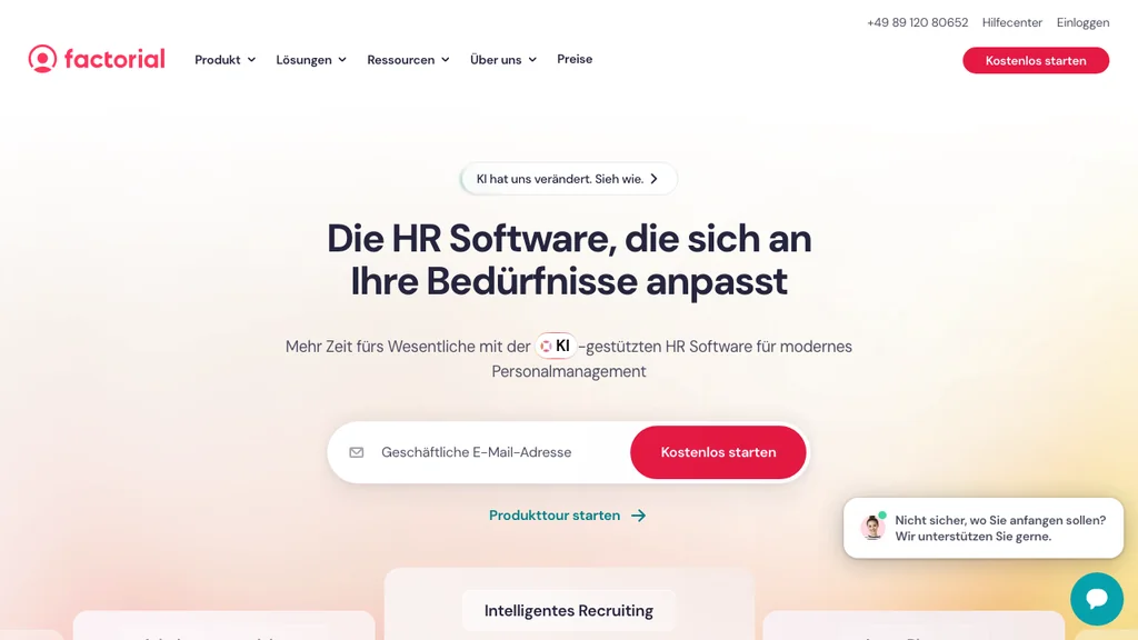Factorial Onboarding-Software: HR-Suite Startseite (Screenshot Juli 2026)