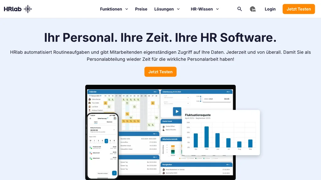 HRlab Onboarding-Software: HR-Plattform Startseite (Screenshot Juli 2026)