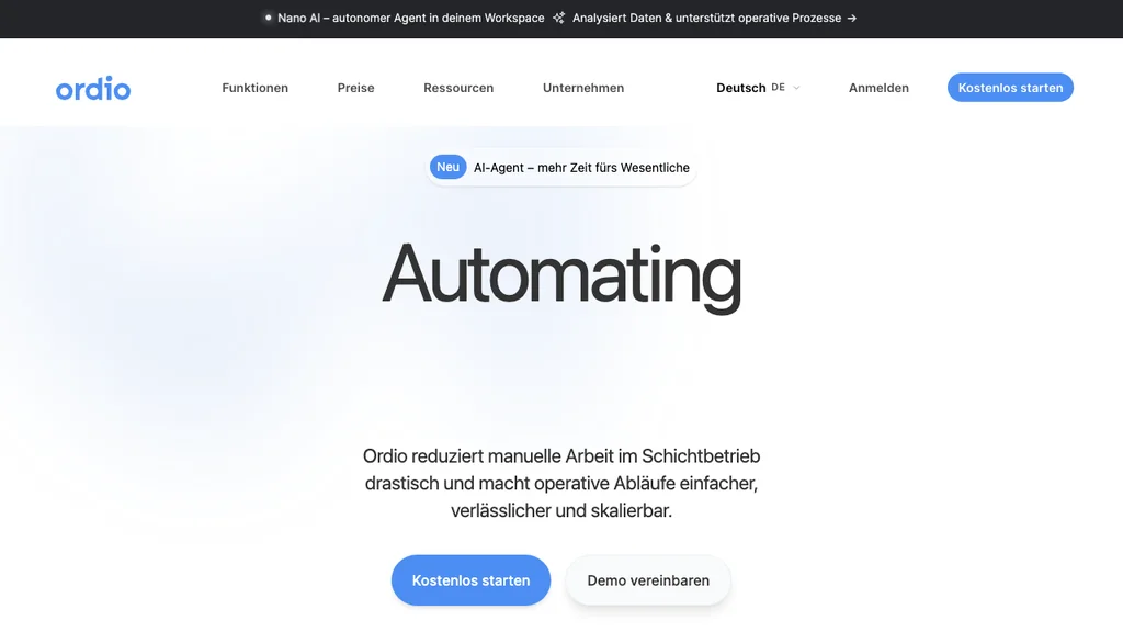 Ordio Onboarding-Software: Startseite mit Schichtplanung, Zeiterfassung und Personalverwaltung (Screenshot Juli 2026)
