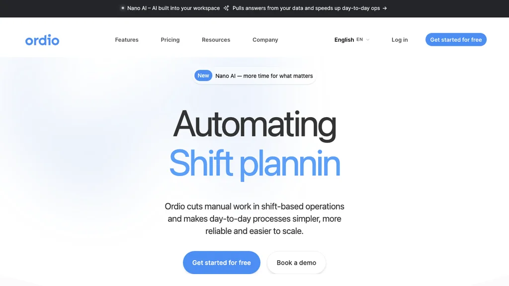 Ordio onboarding and workforce software homepage (screenshot July 2026)