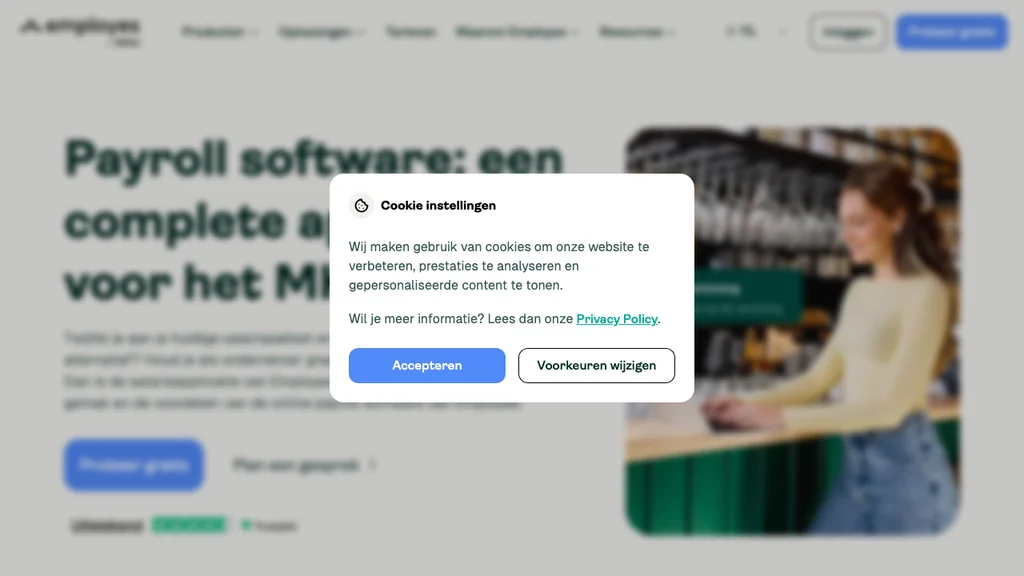 Employes payroll software homepage (screenshot juli 2026)