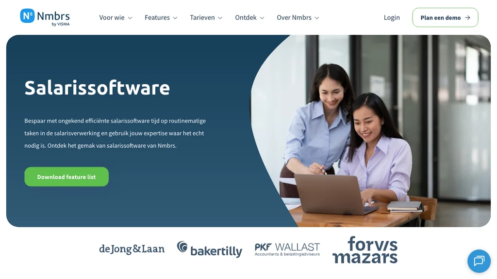 Nmbrs salarissoftware en loonadministratie homepage (screenshot juli 2026)