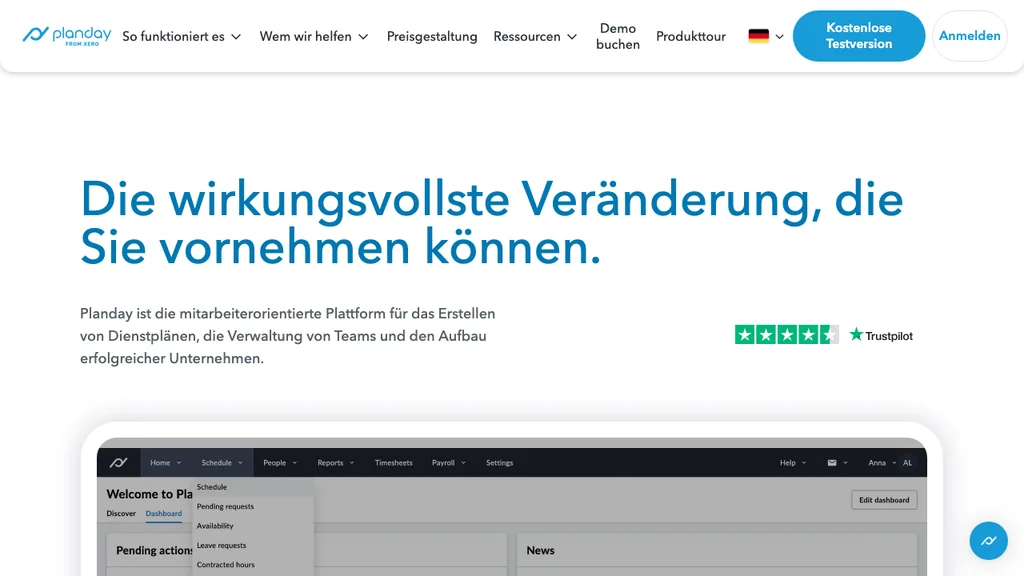 Planday Personalplanung: Startseite mit Schichtplanung (Screenshot Juni 2026)