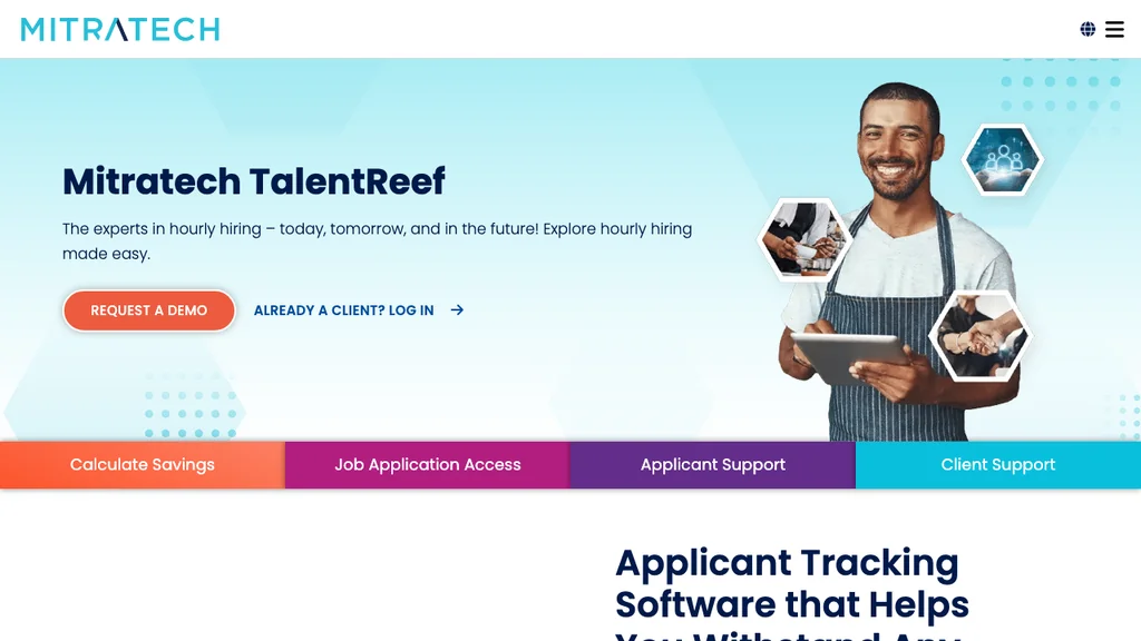 TalentReef hourly worker talent management homepage (screenshot July 2026)