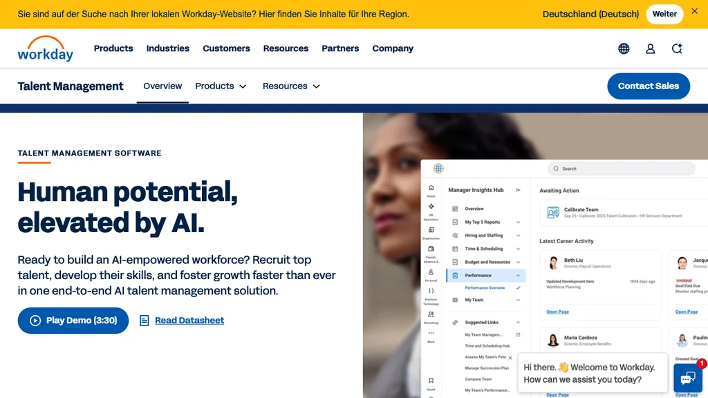 Workday enterprise talent management module homepage (screenshot July 2026)