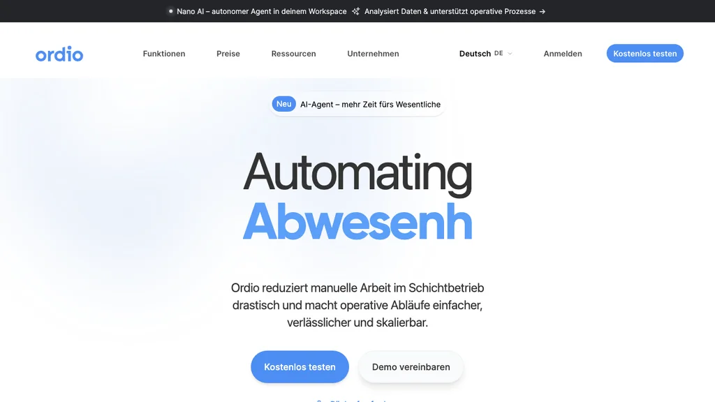 Ordio Workforce Management: Startseite mit Schichtplan und Zeiterfassung (Screenshot Juni 2026)