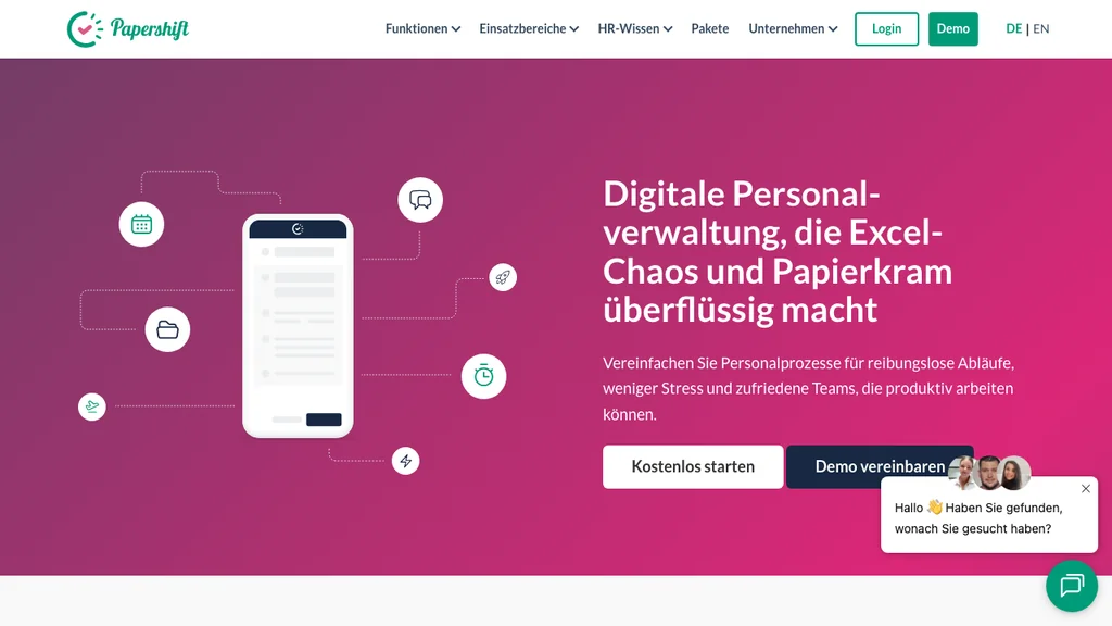 Papershift Workforce Management: Produktstartseite (Screenshot Juni 2026)