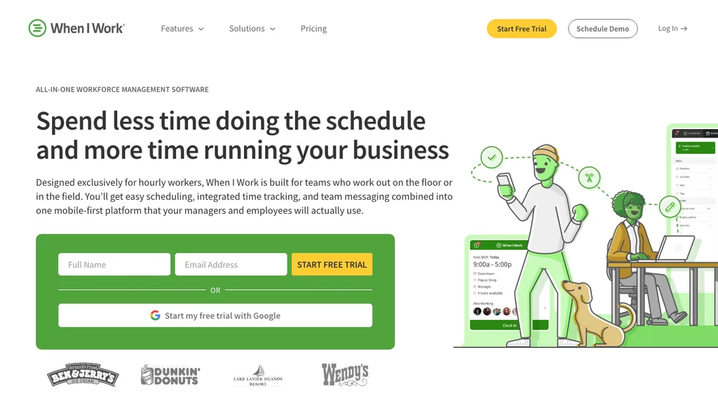 When I Work employee scheduling software homepage (screenshot July 2026)