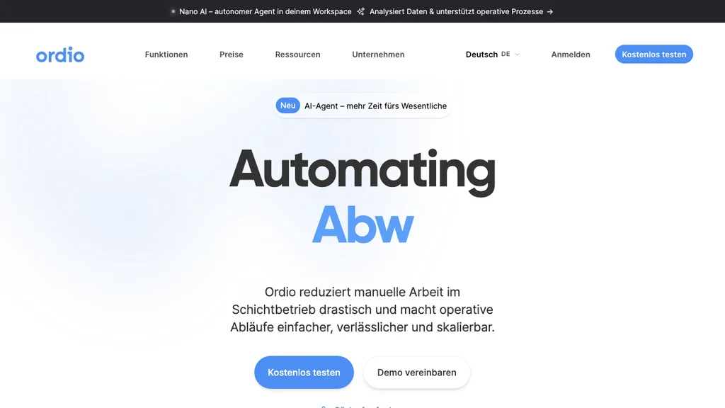 Ordio Zeiterfassung: Startseite mit Schichtplan und Zeiterfassung (Screenshot Juni 2026)