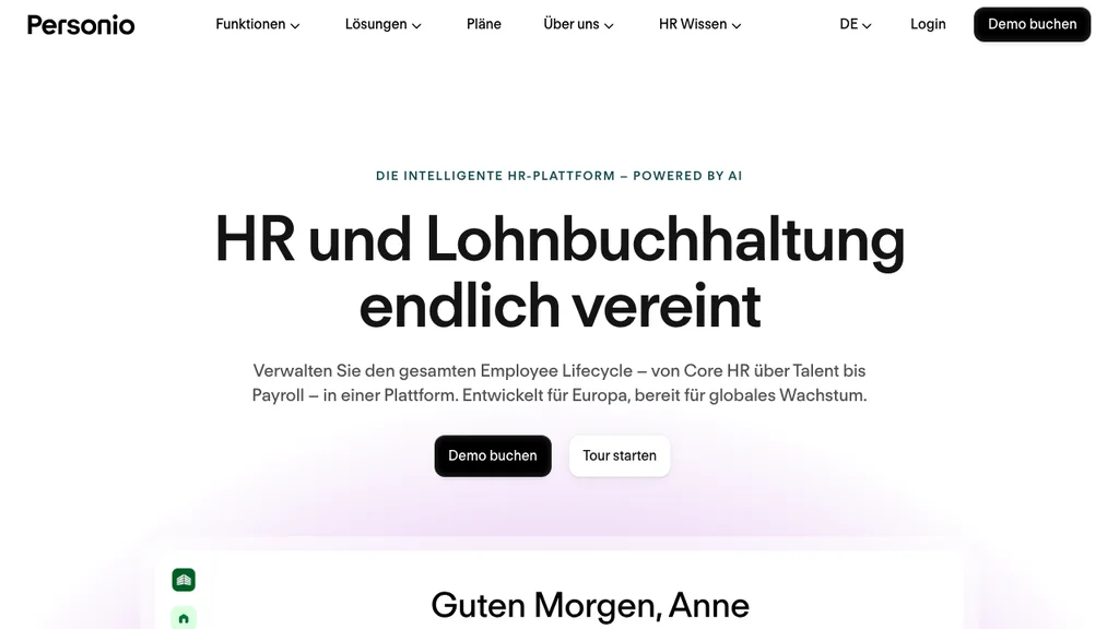 Personio Zeiterfassung: HR-Suite Startseite (Screenshot Juni 2026)