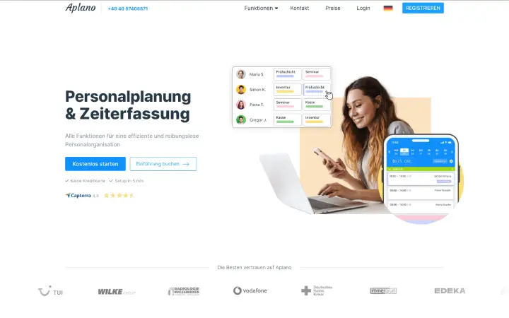 Aplano Benutzeroberfläche für Schichtplanung und Zeiterfassung im Vergleich mit Ordio