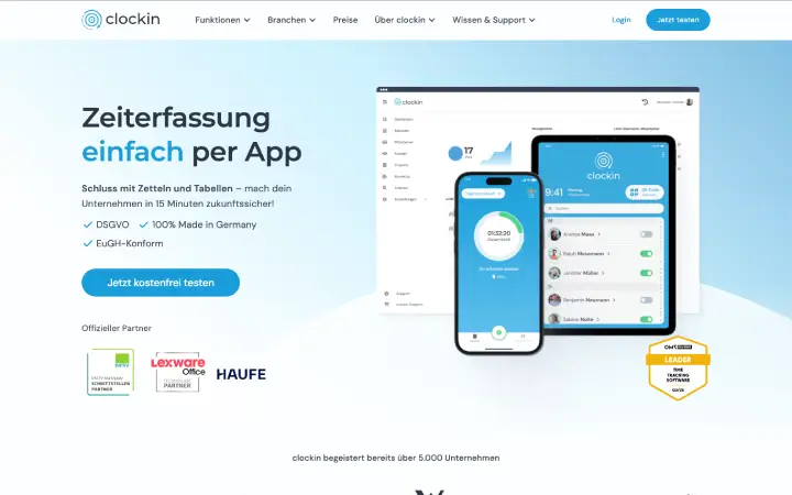 clockin Benutzeroberfläche für Schichtplanung und Zeiterfassung im Vergleich mit Ordio
