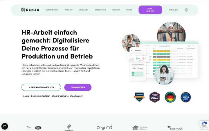 Kenjo Benutzeroberfläche für Schichtplanung und Zeiterfassung im Vergleich mit Ordio