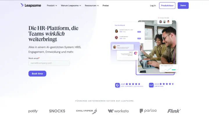 Leapsome Benutzeroberfläche für Schichtplanung und Zeiterfassung im Vergleich mit Ordio