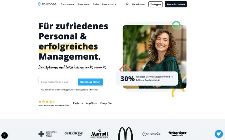 Shiftbase Benutzeroberfläche für Schichtplanung und Zeiterfassung im Vergleich mit Ordio