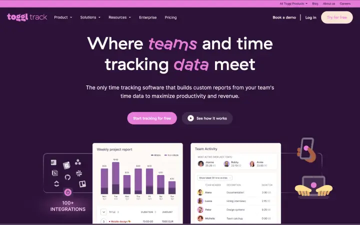 Toggl Track Benutzeroberfläche für Schichtplanung und Zeiterfassung im Vergleich mit Ordio