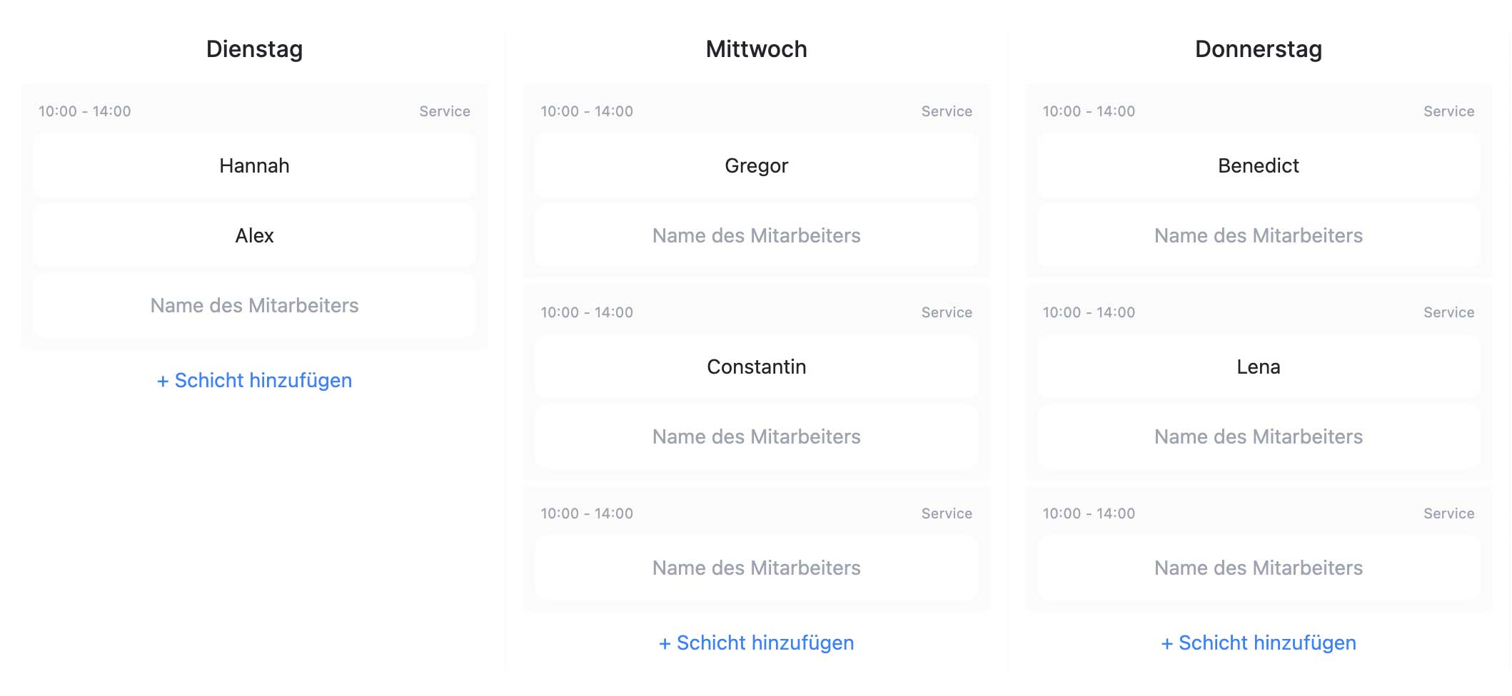 Dienstplan Erstellung
