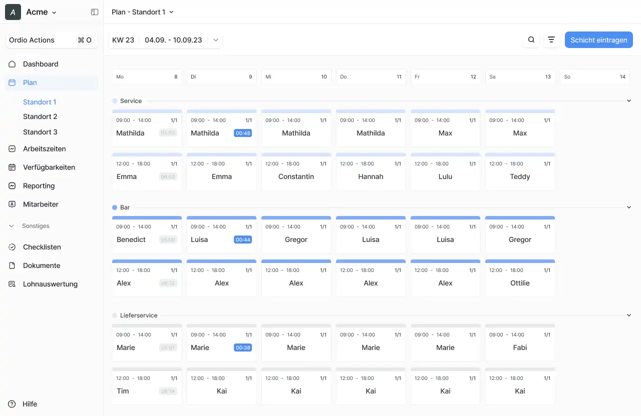 web screenshot Ordio dashboard
